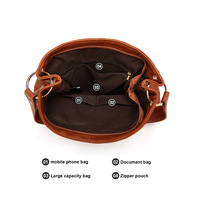 Women Hobo Bags Top Handle Satchel Shoulder Purse Bucket Handbag Brown - Thumbnail 4