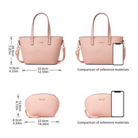 Women Tote Bag Handbags PU Leather Fashion Hobo Shoulder Bags Pink - Thumbnail 1
