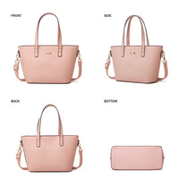 Women Tote Bag Handbags PU Leather Fashion Hobo Shoulder Bags Pink - Thumbnail 2