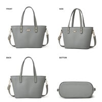 Women Tote Bag Handbags PU Leather Fashion Hobo Shoulder Bags Grey - Thumbnail 2
