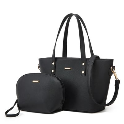 Women tote bag handbags pu leather fashion hobo shoulder bags black - Thumbnail 5