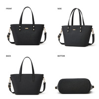 Women Tote Bag Handbags PU Leather Fashion Hobo Shoulder Bags Black - Thumbnail 2