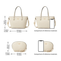 Women Tote Bag Handbags PU Leather Fashion Hobo Shoulder Bags White - Thumbnail 1