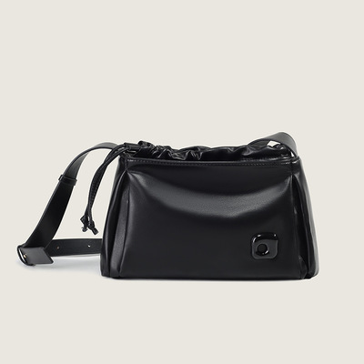 Ladies' pleated cloud bag small classy crossbody purse black - Thumbnail 5