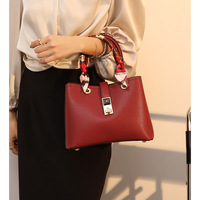 Women Designer Handbag and Purse, PU Leather Top Handle Satchel Shoulder Bag Red - Thumbnail 1