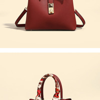 Women Designer Handbag and Purse, PU Leather Top Handle Satchel Shoulder Bag Red - Thumbnail 3