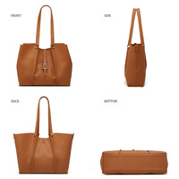 Women Fashion Handbags Wallet Tote Bag Shoulder Bag 3pcs Brown - Thumbnail 2