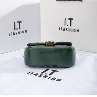 Women Leather Quilted Shoulder Bag with Chain Strap Trendy Clutch Satchel Ladies Evening Bag Green - Thumbnail 3