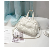 Ladies' Boston Pillow Bag Fashion Handheld Large Capacity Single Shoulder Crossbody Bag White - Thumbnail 1