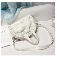 Ladies' Boston Pillow Bag Fashion Handheld Large Capacity Single Shoulder Crossbody Bag White - Thumbnail 2