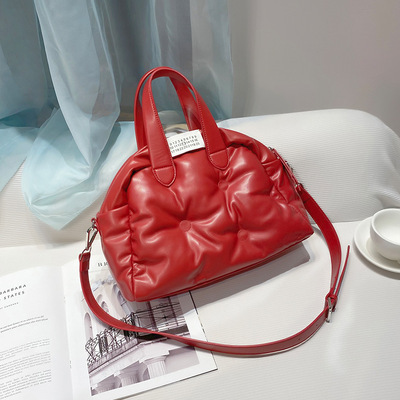 Ladies' boston pillow bag fashion handheld large capacity single shoulder crossbody bag red - Thumbnail 5