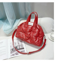 Ladies' Boston Pillow Bag Fashion Handheld Large Capacity Single Shoulder Crossbody Bag Red - Thumbnail 2