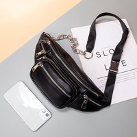 Ladies' Waist Bag Crossbody Bag Black - Thumbnail 1