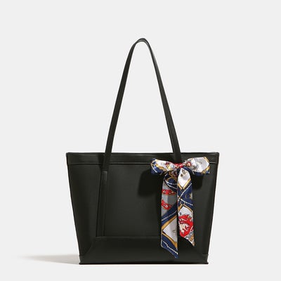 Women's shoulder bag oxford fabric patchwork tote bag black - Thumbnail 5