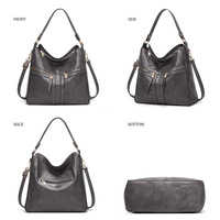 Women Fashion Handbags Wallet Tote Bag Shoulder Bag Top Handle Satchel Purse Set Grey - Thumbnail 2