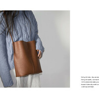 Retro Women's Bag Bucket Bag Brown - Thumbnail 1