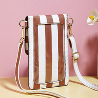 Ladies' Mobile Phone Bag Crossbody Bag Brown - Thumbnail 2