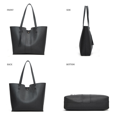 Women pu leather handbag messenger shoulder bag lady tote purse crossbody black