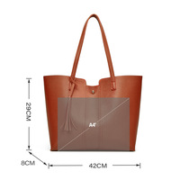 Women Pu Leather Handbag Messenger Shoulder Bag Lady Tote Purse Crossbody Brown - Thumbnail 1