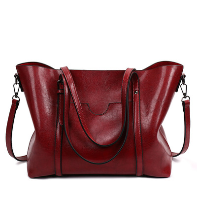 Leather purse for women real leather tote for women ladies shoulder handbag red - Thumbnail 5