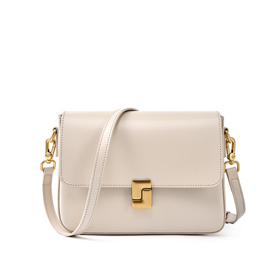 Genuine Leather Shoulder Bag Top-handle Handbag Ladies Purses White