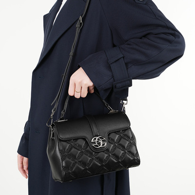 Genuine leather women shoulder handbags leather tote bag black