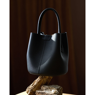 Genuine leather purses and handbags for women, soft genuine leather shoulder hobo bags black