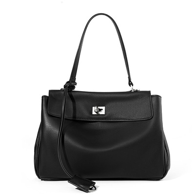 Women's soft genuine leather satchel purses top handle crossbody bags black - Thumbnail 5