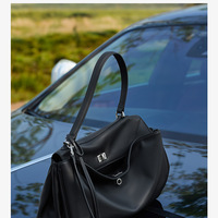 Women's Soft Genuine Leather Satchel Purses Top Handle Crossbody Bags Black - Thumbnail 2