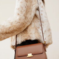 Real Leather Purse for Women Crossbody Bag Brown - Thumbnail 2