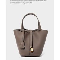 Women Genuine Leather Handbag Shoulder Purse Satchel Tote Crossbody Bag Grey - Thumbnail 1