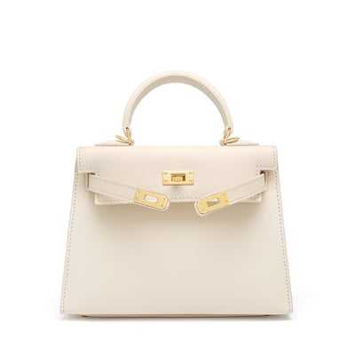 Genuine Leather Satchel Handbag for Women Vintage Handmade Shoulder Bag White