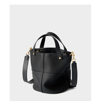 Genuine Leather Tote Bag for Women Top-handle Shoulder Bag Black - Thumbnail 2