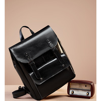 Genuine Leather Backpack Black - Thumbnail 2