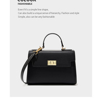 Genuine Leather Women Top Handle Straw Crossbody Bags Black - Thumbnail 1