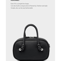 Genuine Leather Women Handbag Purse Top Handle Shoulder Crossbody Bag Black - Thumbnail 1