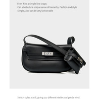 Genuine leather Moove Kelly Mini Multi Functional Saddle Women's Bag Black - Thumbnail 1