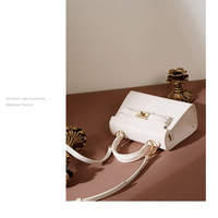 Genuine Leather Crossbody Bags Shoulder Purse Handbag for Women White - Thumbnail 2