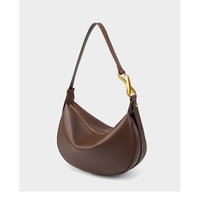 Genuine Leather Women's Crossbody Purse Handbag Brown - Thumbnail 2