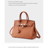 Women Genuine Leather Shoulder Bags Brown - Thumbnail 1