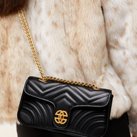 Genuine Leather Women Shoulder Purses Ladies Top Handle Handbag Black - Thumbnail 1