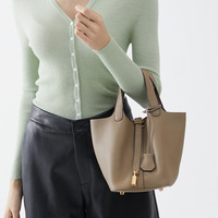 Hobo Bag for Women, Leather Tote Bag, Shoulder Purse Handbag Grey - Thumbnail 1