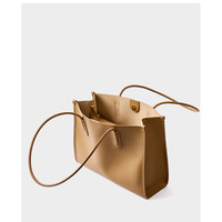 Genuine Leather Women's Shoulder Handbags Bronze - Thumbnail 3