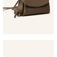 Genuine Leather Women Tote Bag Crossbody Bag Brown - Thumbnail 1