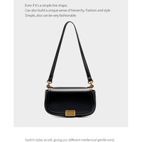 Women's Small Crossbody Bags Lady Cow Leather Shoulder Handbag Black - Thumbnail 1