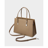 Genuine Leather Women's Handbag Grey - Thumbnail 1