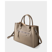 Genuine Leather Women Crossbody Satchel Handbag Grey - Thumbnail 1