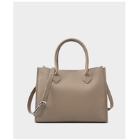 Genuine Leather Women Crossbody Satchel Handbag Grey - Thumbnail 3