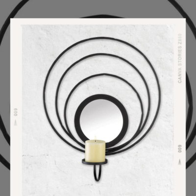 Black iron mirrored wall sconce