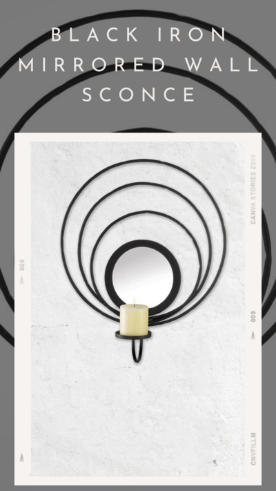 Black Iron Mirrored Wall Sconce